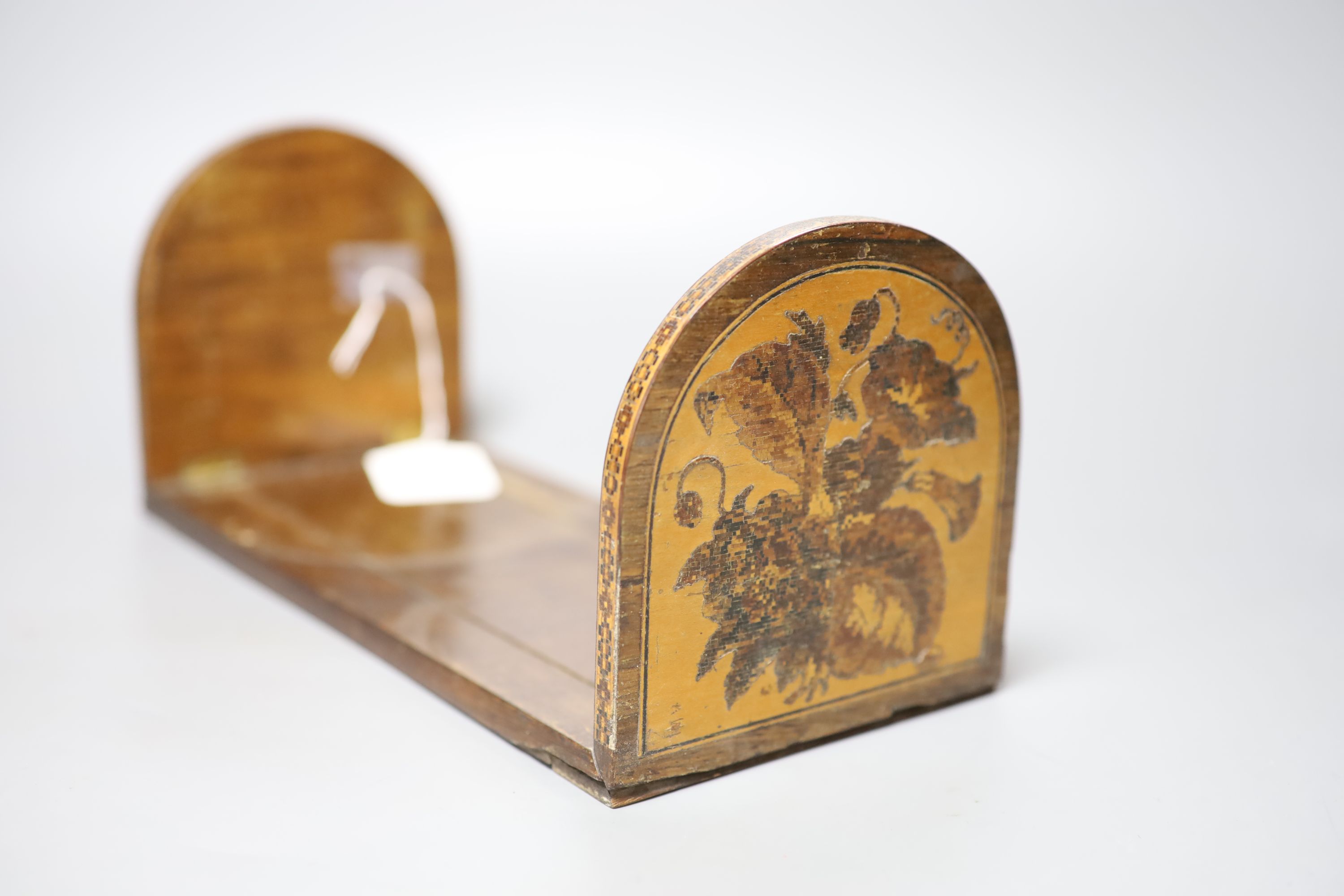 A Tunbridge ware rosewood bookslide, late 19th century, 28cm